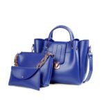 Blue Women's PU Leather 3-Piece Handbag Set
