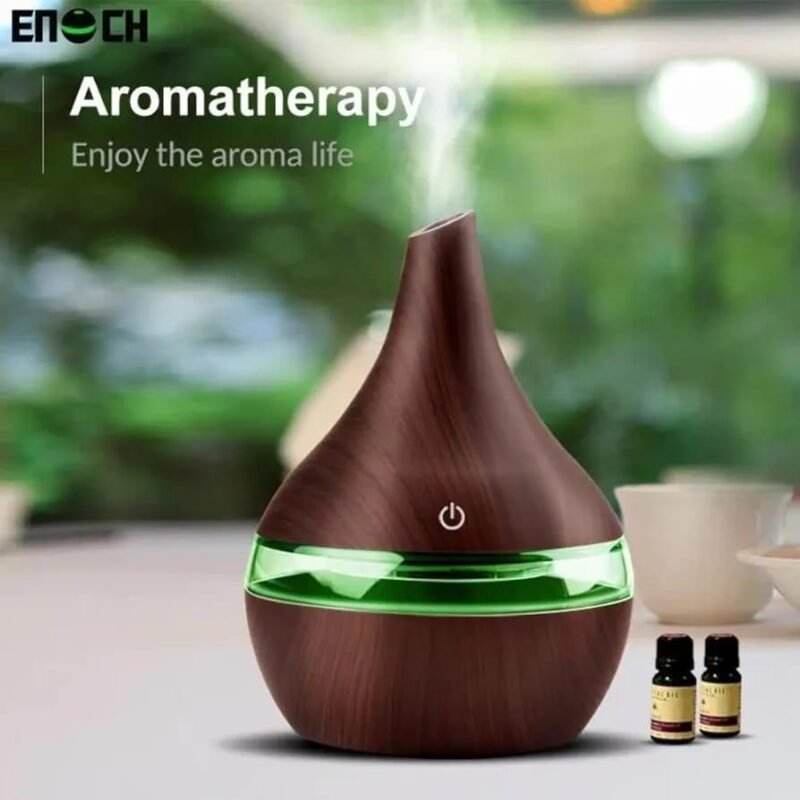 Brown Aromatherapy Humidifier with LED Light