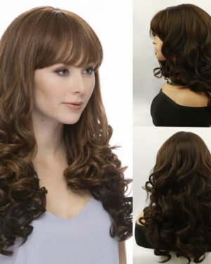 Brown Long Curly Wig for Women High Temp Silk
