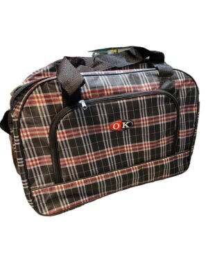 Brown Plaid Duffle Bag for Travel 20x14"