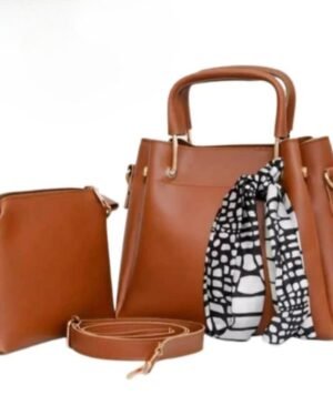 Brown PU Leather 2-Piece Women's Handbag Set