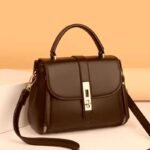 Brown PU Leather Crossbody Bag for Girls Medium Size