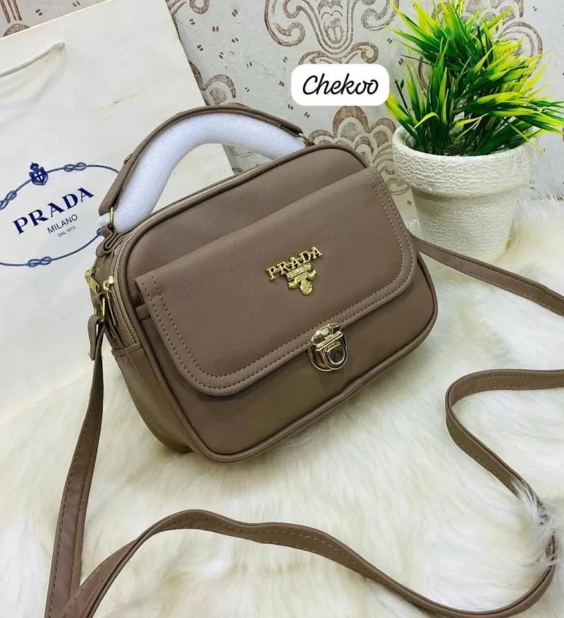 Brown PU Leather Girl's Crossbody Bag 7x9x7"