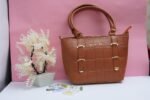 Brown PU Leather Women's Handbag with Top Handle