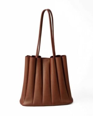 Brown Textured PU Leather Women's Tote Bag with Top Handle