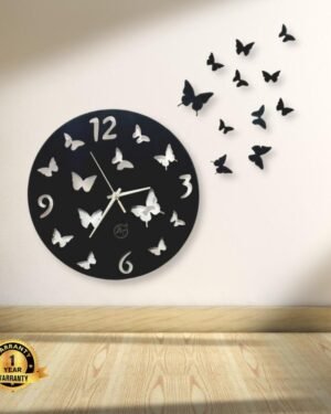 Butterfly Wall Clock 3mm MDF Modern Design