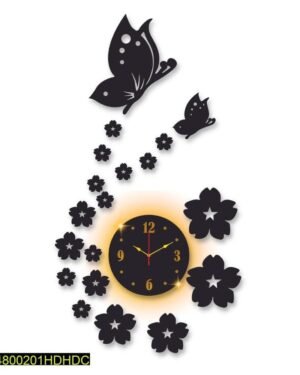 Butterfly Wall Clock With Backlight 30x14" Laminated