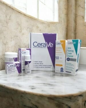 CeraVe 4-in-1 Skincare Bundle Night Cream Sunscreen Cleanser Serum