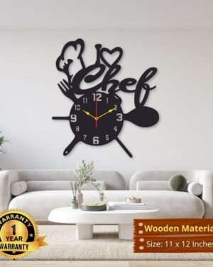 Chef Wall Clock 3mm MDF Modern Design 12x12 Inches