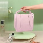 Chic Pink Polyester Makeup Bag for Women