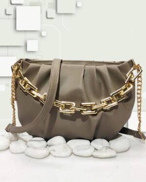 Chikoo PU Leather Saddle Crossbody Bag for Women