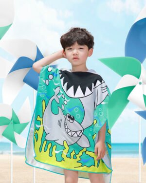Children Hooded Shark Beach Towel Cape