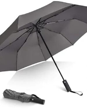 Compact Weather-Resistant Polyester Umbrella Grey Black