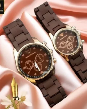 Couple Carbon Fiber Watch Set Brown 45mm