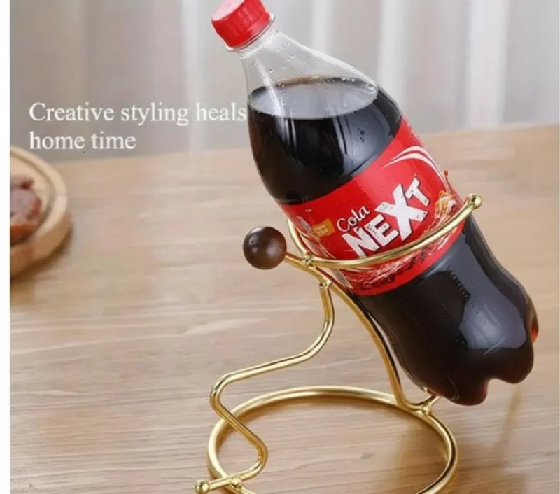 Creative Humanoid Drink Rack Golden Metal Modern Decor