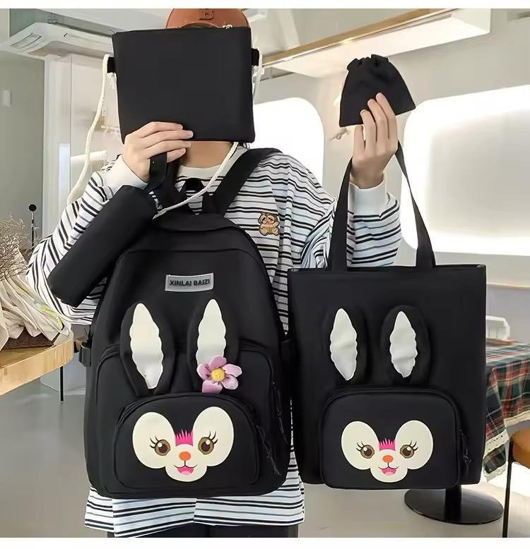 Cute Bunny Print Nylon Backpack Set 4 Pcs Cute Bunny Print Nylon Backpack Set 4 Pcs