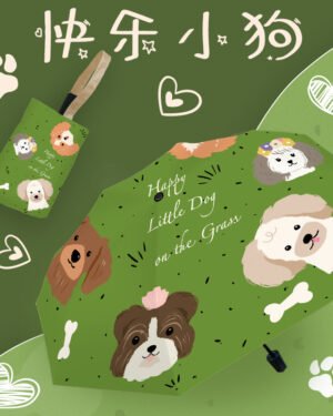 Cute Cartoon Dog UV Sun Umbrella for Students