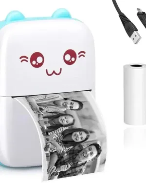 Cute Cat Face Pocket Photo Printer White