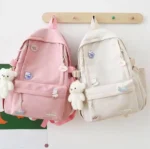 Cute Girls Backpack Pink White Multicolor 17" Nylon