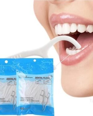 Dental Floss Picks 50 Pcs White ABS Plastic
