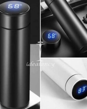 Digital Temp Display Stainless Steel Water Bottle 500ml Black