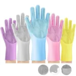 Dish Washing Gloves With Scrubber, Silicone Cleaning Reusable Scrub Gloves For Wash Dish, Kitchen, Bathroom