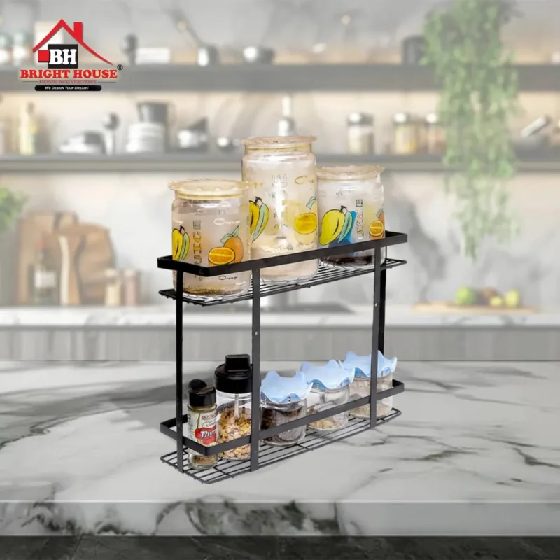 Double Layer Metal Spices Rack for Kitchen Countertop Double Layer Metal Spices Rack for Kitchen Countertop