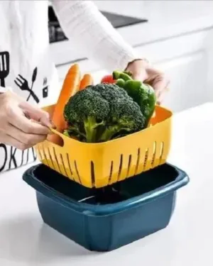 Drainable Kitchen Storage Basket ABS Multicolor