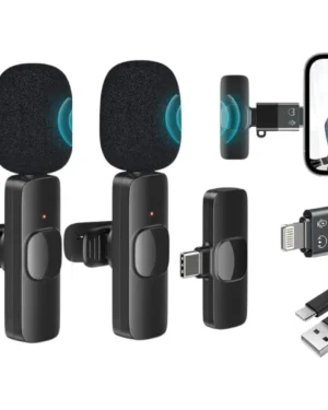 Dual Wireless Lavalier Microphone for iPhone & Type-C Devices