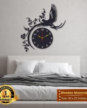 Eagle Design Wall Clock Wooden 30x25 Inches