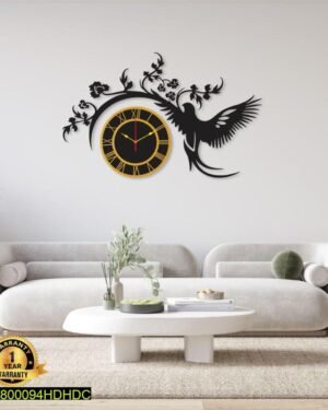 Eagle Wall Clock Black Gold 30x25 Inch Decor