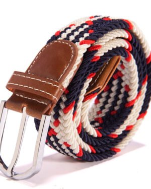 Elastic Woven Canvas Belt Navy Red White