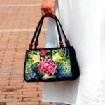 Ethnic Embroidered Canvas Handbag Women Red Retro
