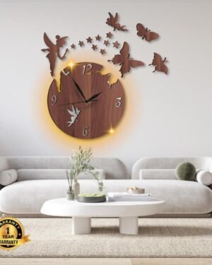 Fairy Wall Clock With Backlight 16x16 Inch Laminated