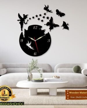 Fairy Wall Clock Wooden 24x24 Inches Modern Design