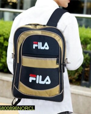 FILA Printed Rubber Backpack Black Tan 28x40cm