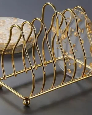 Geometric Gold Plate Rack Kitchen Dish Organizer