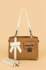 Girls Crossbody Bag with Bow White PU Leather