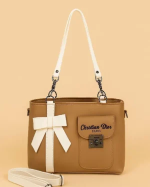 Girls Crossbody Bag with Bow White PU Leather