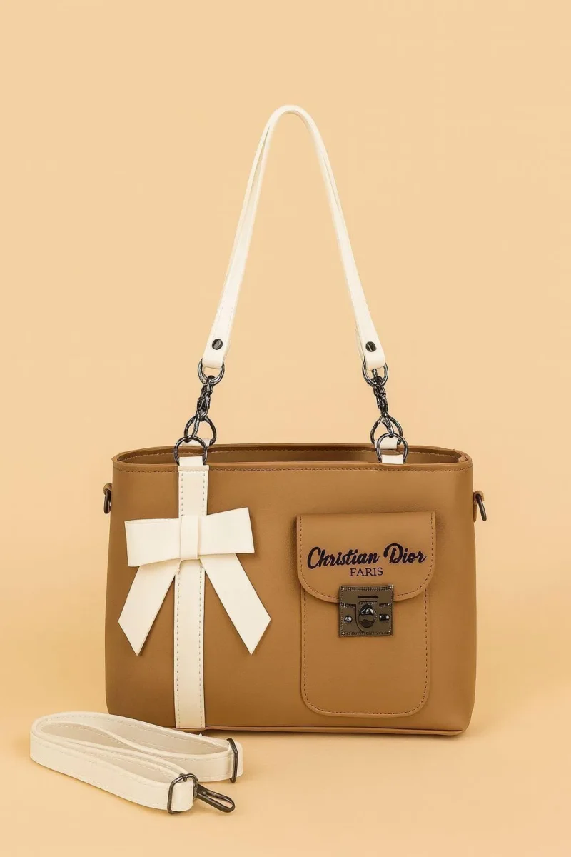 Girls Crossbody Bag with Bow White PU Leather