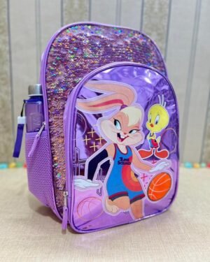 Girls Purple Sequin Basketball Backpack 17"