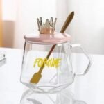 Glass Sugar Pot with Crown Lid & Spoon Set