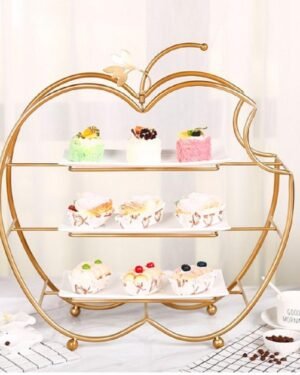Golden Apple-Shaped 3-Tier Serving Tray Set