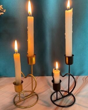 Golden & Black Heart Shaped Candle Holder Stand