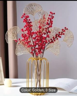 Golden Geometric Metal Flower Vase Modern Decor