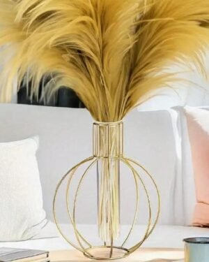 Golden Geometric Metal Vase for Home Decor
