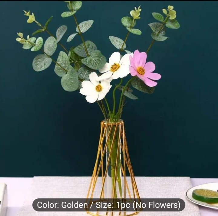 Golden Geometric Metal Vase for Home Decor Golden Geometric Metal Vase for Home Decor