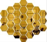 Golden Hexagonal Mirror Wall Decor Set for Home