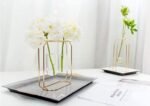 Golden Metal Glass Vase for Home Decor
