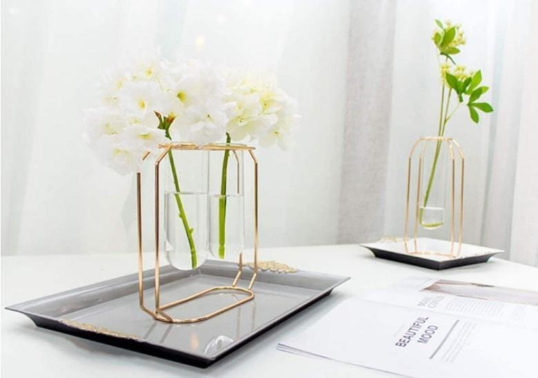 Golden Metal Glass Vase for Home Decor Golden Metal Glass Vase for Home Decor